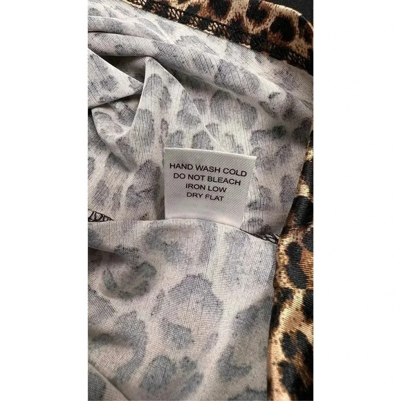 Iris Womens Brown Black Leopard Print Asymmetrical Hem Ruched Mini Dress Medium - Picture 10 of 12